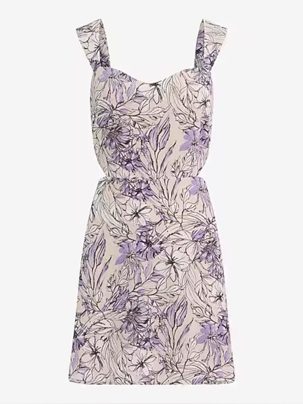 Express Lavender Floral Mini Cut Out Dress